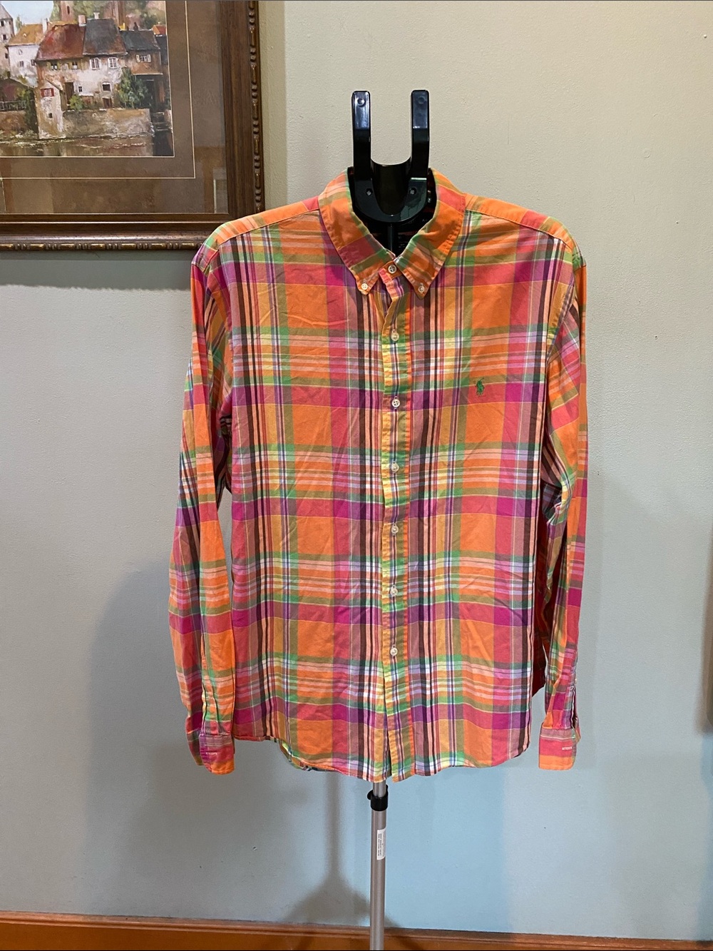 Ralph Lauren Orange, Pink & Green Plaid Button-Down Shirt - Picture 3 of 6